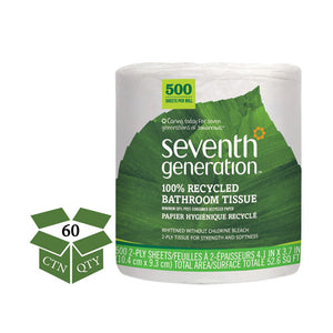 ESSEV137038 - 100% Recycled Bathroom Tissue, 2-Ply, White, 500 Sheets-jumbo Roll, 60-carton