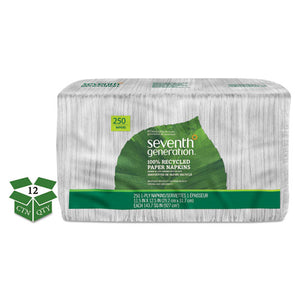 ESSEV13713CT - 100% Recycled Napkins, 1-Ply, 11 1-2 X 12 1-2, White, 250-pack, 12 Packs-carton