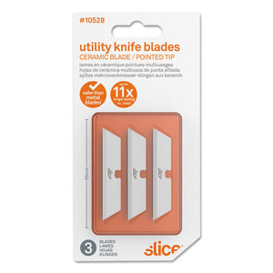 ESSLI10528 - Safety Utility Knife Blades, Pointed Tip, Ceramic Zirconium Oxide, 3-pack