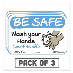 Besafe Messaging Education Wall Signs, 9 X 6,  "be Safe, Wear A Mask, Wash Your Hands, Follow The Arrows", 3-pack