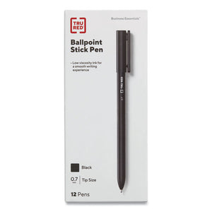 Ballpoint Pen, Stick, Fine 0.7 Mm, Black Ink, Black Barrel, Dozen