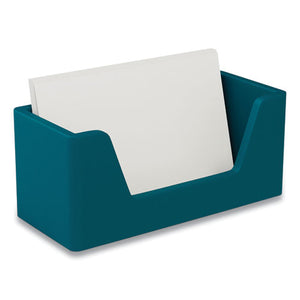Business Card Holder, Holds 80 Cards, 3.97 X 1.73 X 1.77, Plastic, Teal