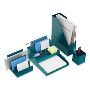 Business Card Holder, Holds 80 Cards, 3.97 X 1.73 X 1.77, Plastic, Teal