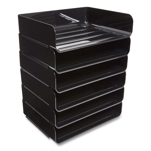 Side-Load Stackable Plastic Document Tray, 1 Section, Letter-Size, 12.63 x 9.72 x 3.01, Black, 6/Pack Side-Load Stackable Plastic Document Tray, 1 Section, Letter-Size, 12.63 x 9.72 x 3.01, Black, 6/Pack