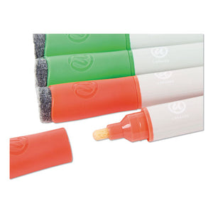 Bullet Tip Low-odor Liquid Glass Markers With Erasers, Assorted Colors, 12-pack