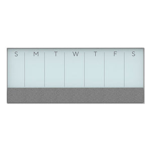 3n1 Magnetic Glass Dry Erase Combo Board, 35 X 14.25, Week View, White Surface And Frame