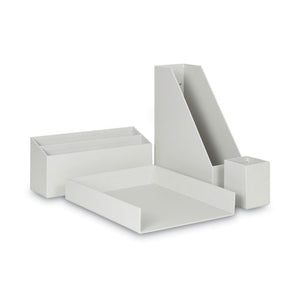 Four-piece Desk Organization Kit, Magazine Holder-paper Tray-pencil Cup-storage Bin, Gray