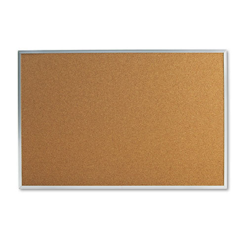 ESUNV43613 Bulletin Board, Natural Cork, 36 X 24, SatinFinished Alu