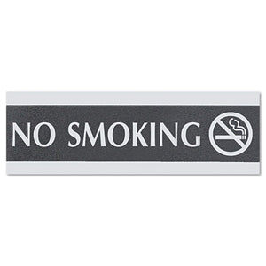 ESUSS4757 - Century Series Office Sign, No Smoking, 9 X 3, Black-silver