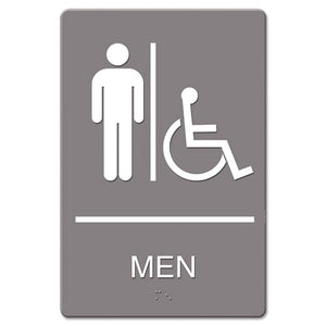 ESUSS4815 - Ada Sign, Men Restroom Wheelchair Accessible Symbol, Molded Plastic, 6 X 9, Gray