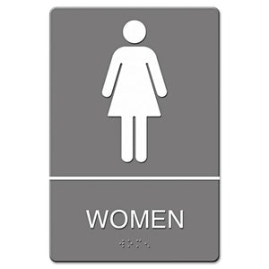 ESUSS4816 - Ada Sign, Women Restroom Symbol W-tactile Graphic, Molded Plastic, 6 X 9, Gray