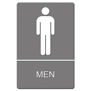 ESUSS4817 - Ada Sign, Men Restroom Symbol W-tactile Graphic, Molded Plastic, 6 X 9, Gray