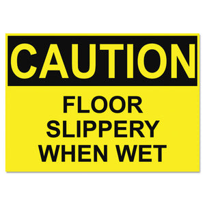 ESUSS5494 - Osha Safety Signs, Caution Slippery When Wet, Yellow-black, 10 X 14