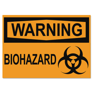 ESUSS5498 - Osha Safety Signs, Warning Biohazard, Orange-black, 10 X 14