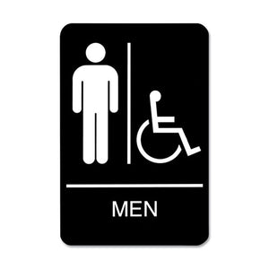 Ada Sign, Men-wheelchair Accessible Tactile Symbol, Plastic, 6 X 9, Black-white