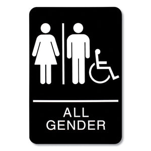 Ada Sign, All Gender-wheelchair Accessible Tactile Symbol, Plastic, 6 X 9, Black-white
