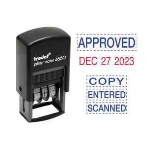 ESUSSE4853L - Economy 5-In-1 Micro Date Stamp, Self-Inking, 3-4 X 1, Blue-red