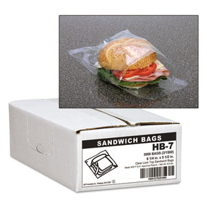 ESWBIHB7 - JUMBO SANDWICH BAGS, FOLD LOCK, 5 1-2 X 6 1-4, 0.7MIL, CLEAR, 1500-BX, 2 BX-CT