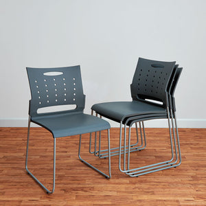 ESALESC6546 - Alera Continental Series Perforated Back Stacking Chairs, Charcoal Gray, 4/ct