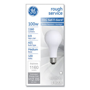 Rough Service Incandescent Worklight Bulb, A21, 100 W, 1,160 Lm, Soft White