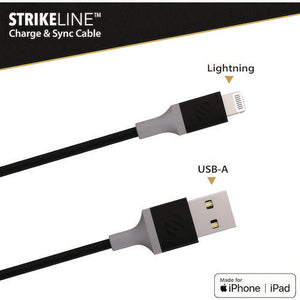 Strikeline Usb-a To Lightning Charge And Sync Cable, 4 Ft, Black