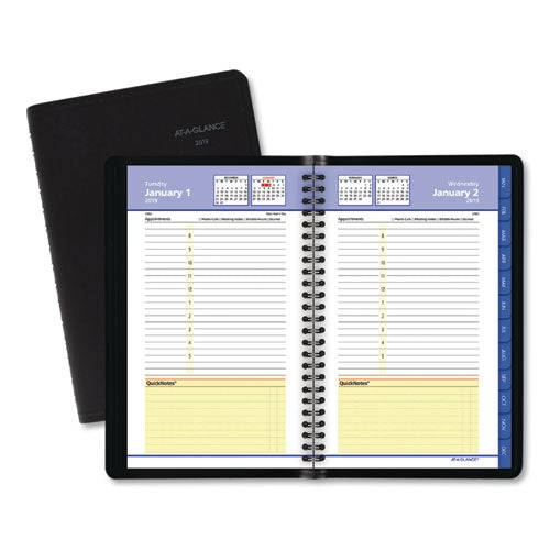 ESAAG760405 - QUICKNOTES DAILY-MONTHLY APPOINTMENT BOOK-PLANNER, 4 7-8 X 8, BLACK, 2019