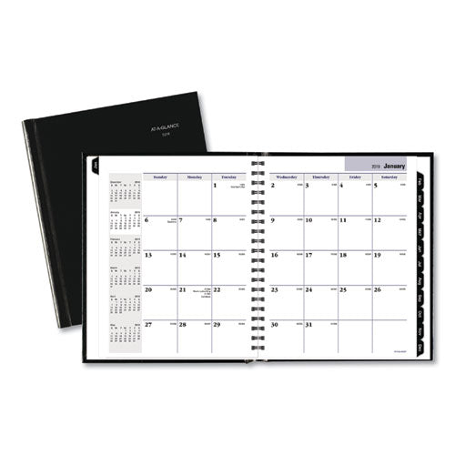 ESAAGG400H00 - DAYMINDER HARD-COVER MONTHLY PLANNER, 6 7-8 X 8 5-8, BLACK, 2019