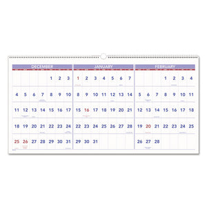 ESAAGPM1428 - HORIZONTAL-FORMAT THREE-MONTH REFERENCE WALL CALENDAR, 23 1-2 X 12, 2019