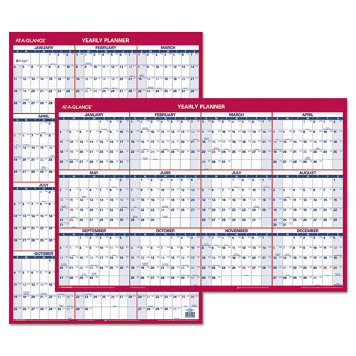 ESAAGPM2628 - ERASABLE VERTICAL-HORIZONTAL WALL PLANNER, 24 X 36, BLUE-RED, 2019
