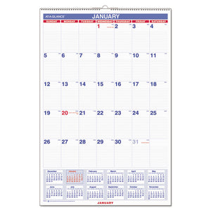 ESAAGPM428 - MONTHLY WALL CALENDAR WITH RULED DAILY BLOCKS, 20 X 30, WHITE, 2019
