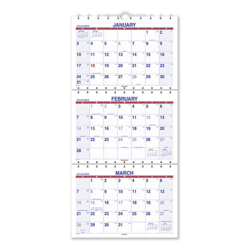 ESAAGPMLF1128 - MOVE-A-PAGE THREE-MONTH WALL CALENDAR, 12 X 26 1-2, MOVE-A-PAGE, 2019