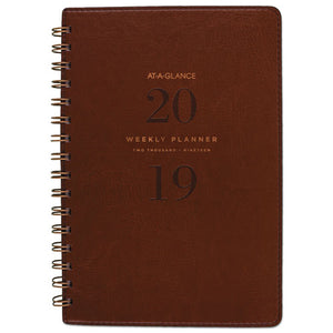 ESAAGYP20009 - SIGNATURE COLLECTION DISTRESSED BROWN WEEKLY MONTHLY PLANNER, 5 3-4 X 8 1-2,2019