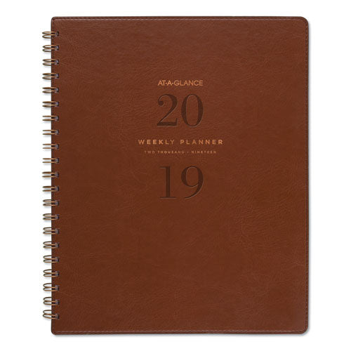 ESAAGYP90509 - SIGNATURE COLLECTION DISTRESSED BROWN WEEKLY MONTHLY PLANNER, 8 3-4 X 11, 2019