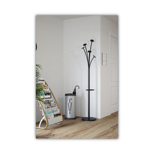 Festival Coat Stand With Umbrella Holder, 5 Knobs, 14w X 14d X 73.67h, Black