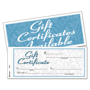 ESABFGFTC1 - Gift Certificates W-envelopes, 8 X 3 2-5, White-canary, 25-book