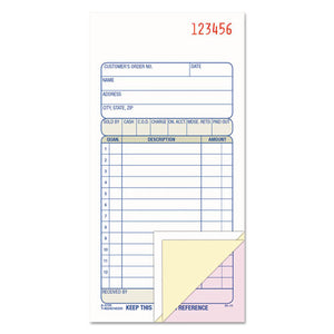 ESABFTC3705 - Carbonless Sales Order Book, Three-Part Carbonless, 3 1-4 X 7 1-8, 50 Sheets