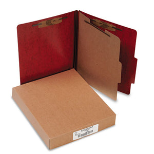 ESACC15004 - 20-Pt Presstex Classification Folders, Letter, 4-Section, Red, 10-box