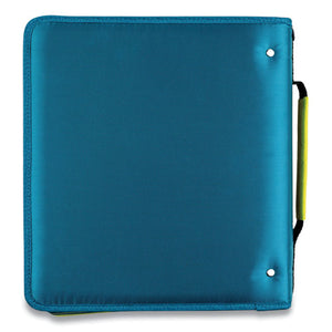 Zipper Binder, 3 Rings, 2" Capacity, 11 X 8.5, Teal-yellow Accents