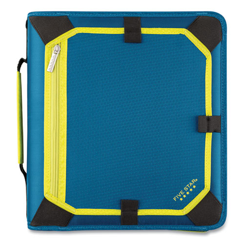 Zipper Binder, 3 Rings, 2" Capacity, 11 X 8.5, Teal-yellow Accents