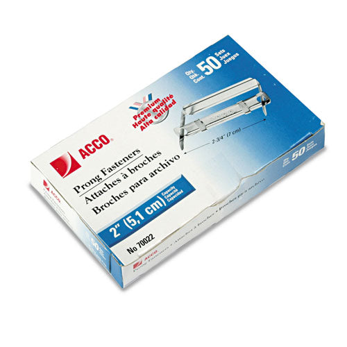 ESACC70022 - Premium Two-Piece Paper File Fasteners, 2" Cap., 2 3-4" Center, Silver, 50-box