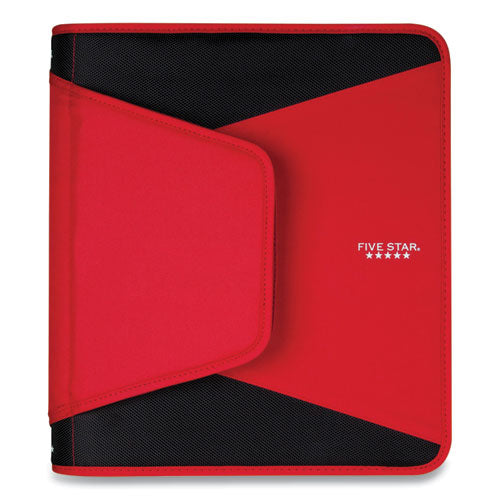 Tech Zipper Binder, 3 Rings, 1.5" Capacity, 11 X 8.5, Red-black Accents