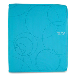 Zipper Binder, 3 Rings, 1.5" Capacity, 11 X 8.5, Teal-blue Circles Design