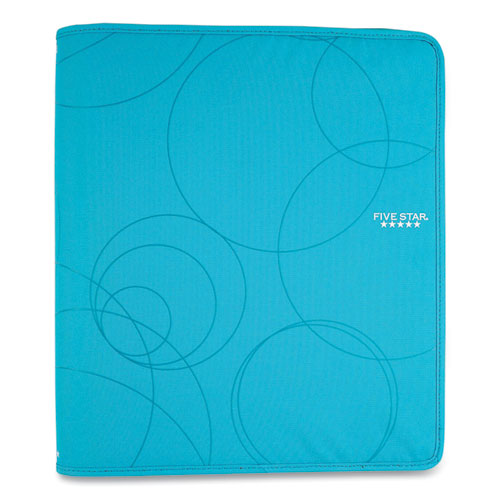 Zipper Binder, 3 Rings, 1.5" Capacity, 11 X 8.5, Teal-blue Circles Design