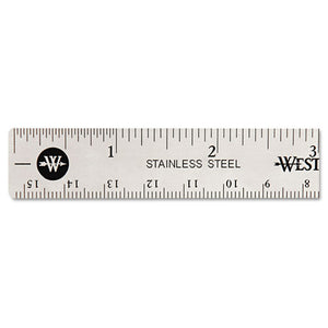 ESACM10414 - Stainless Steel Office Ruler With Non Slip Cork Base, 6"