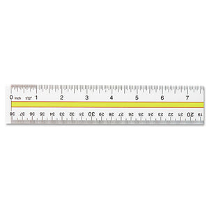 ESACM10580 - Acrylic Data Highlight Reading Ruler With Tinted Guide, 15" Clear