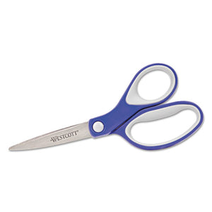 ESACM15553 - Straight Kleenearth Soft Handle Scissors, 7" Long, Blue-gray