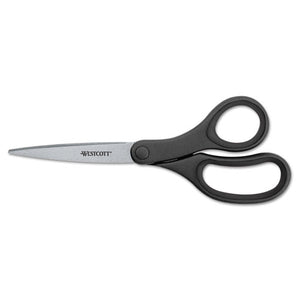 ESACM15583 - Kleenearth Basic Plastic Handle Scissors, 8" Long, Pointed, Black