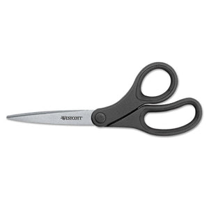 ESACM15584 - Kleenearth Basic Plastic Handle Scissors, 8" Long, Bent, Black