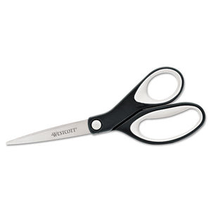 ESACM15588 - Straight Kleenearth Soft Handle Scissors, 8" Long, Black-gray