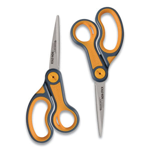 Non-stick Titanium Bonded Scissors, 8" Long, 3.25" Cut Length, Gray-orange Straight Handles, 2-pack